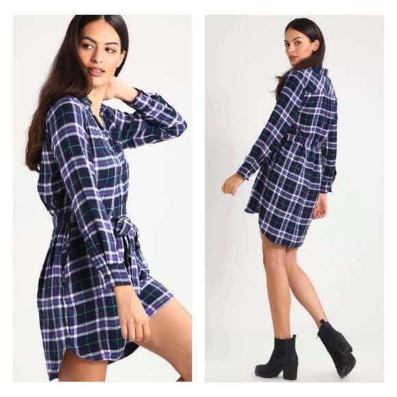 GAP x PENDLETON Plaid Flannel Midi Shirt Dress, Sz S - Picture 1 of 12